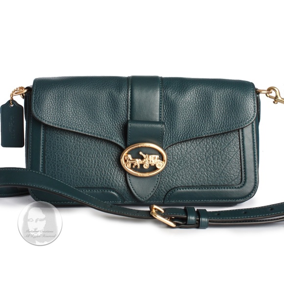 Coach Bag Georgie Shoulder Crossbody Messenger Bag Peacock Leather Style #5493 - Picture 4 of 13